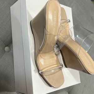 Clear straps platform wedges